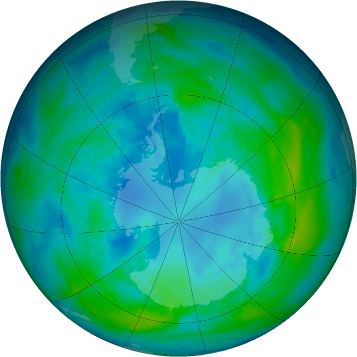 Antarctic ozone map for 17 April 1990
